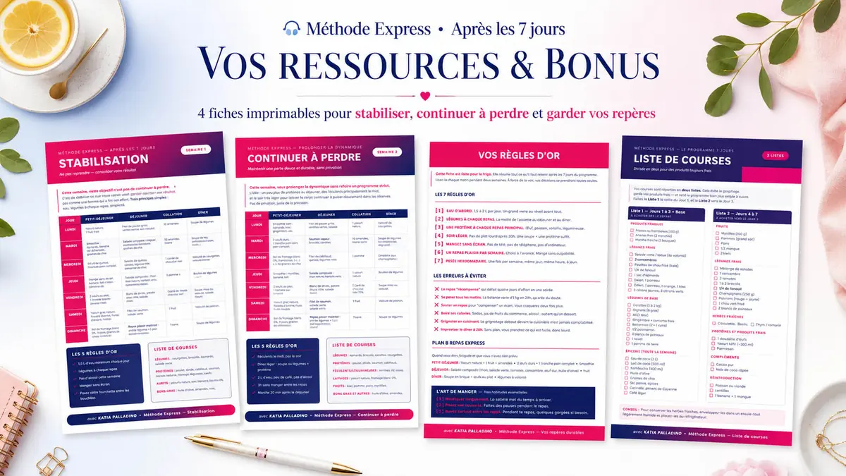 Vos ressources et bonus - Méthode Express Katia Palladino