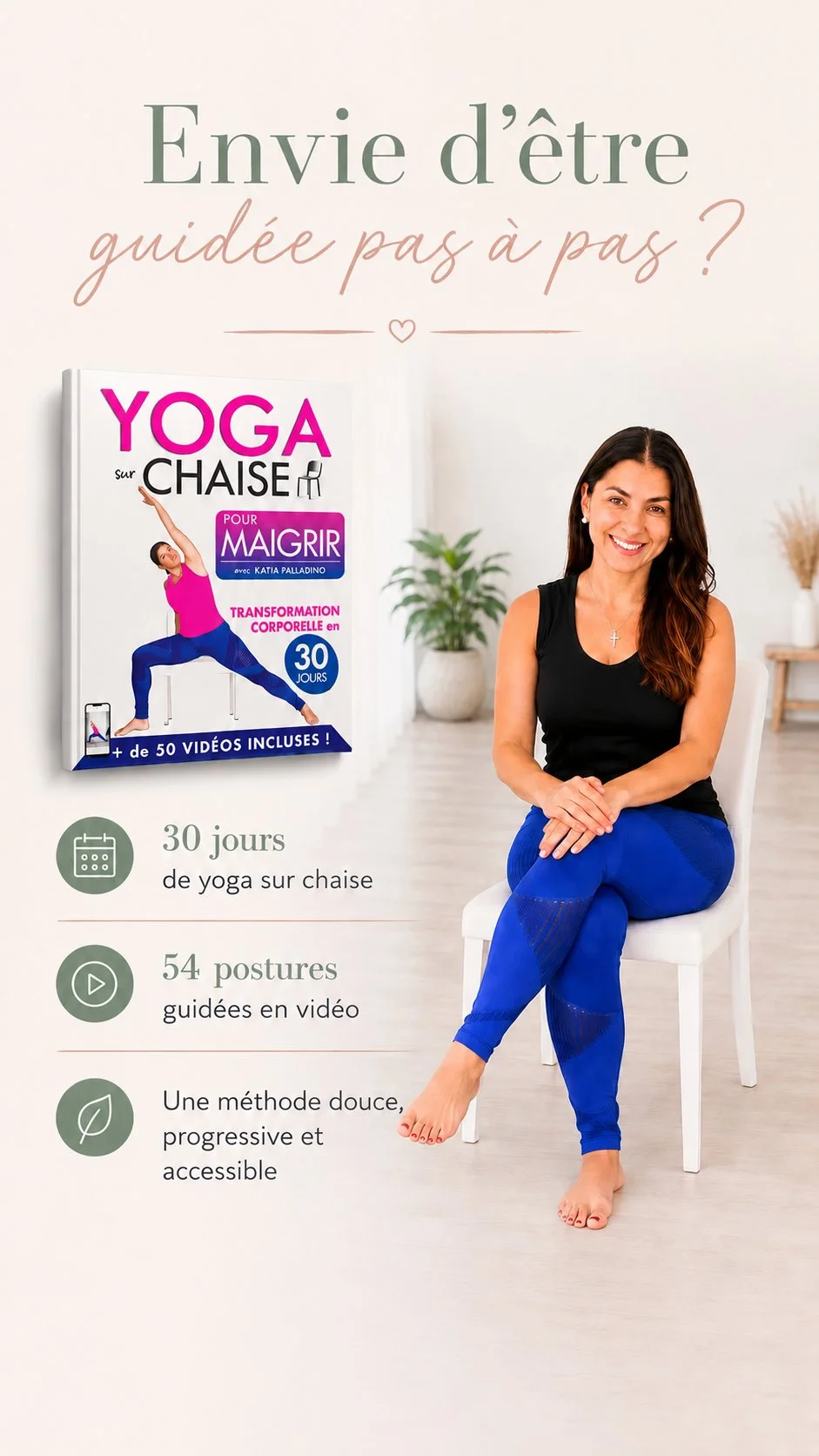 Envie d'être guidée pas à pas - programme yoga sur chaise pour maigrir