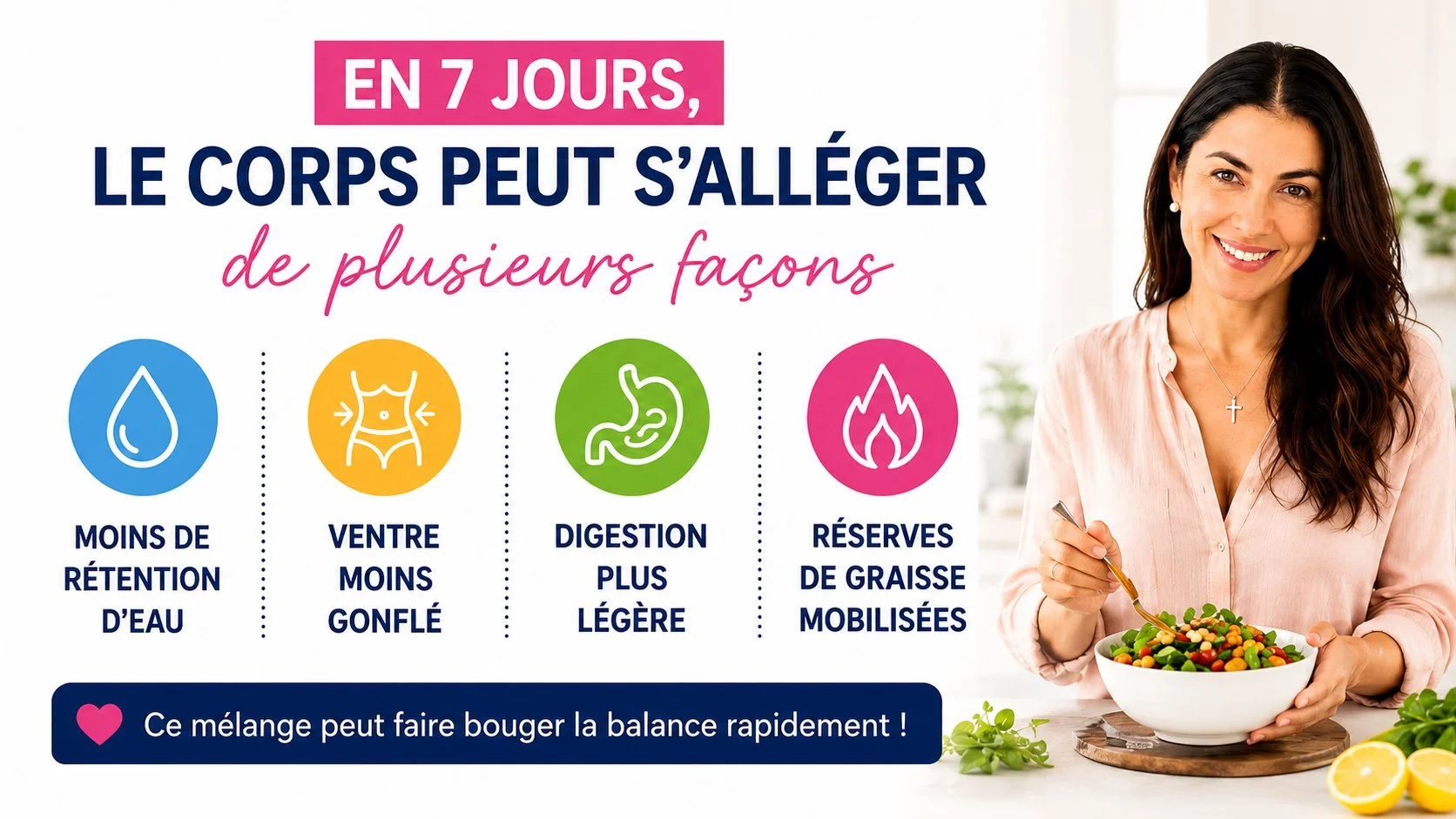 En 7 jours le corps peut s'alléger de plusieurs façons